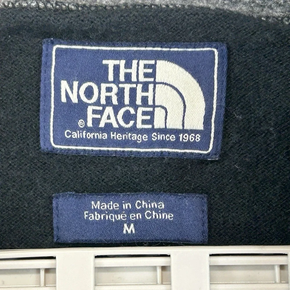 The North Face Sweater Mens Medium Black‎ Wool Blend Pullover 1/4 Zip Hike Camp